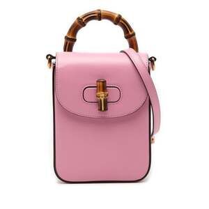 GUCCI Pink Leather Bamboo Shoulder Bag